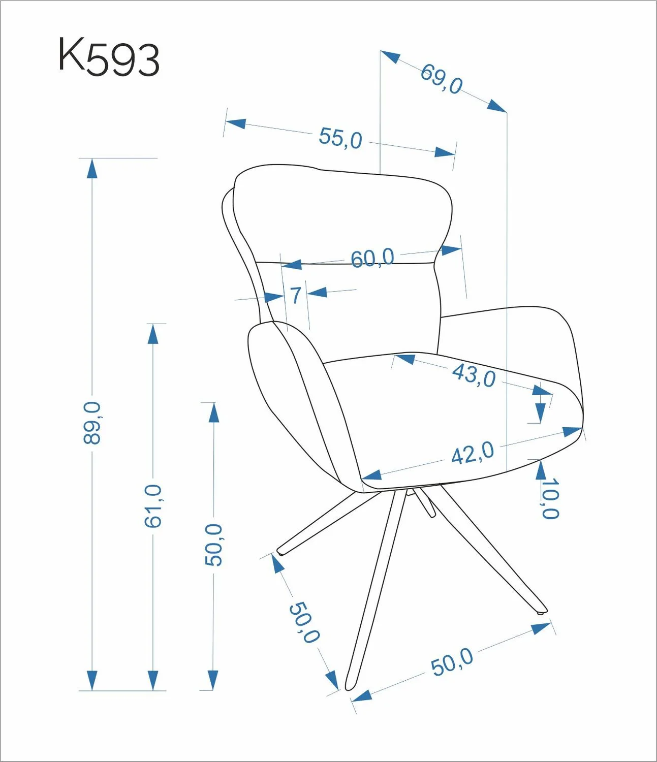 Стул HALMAR K593 серый/черный, поворотный